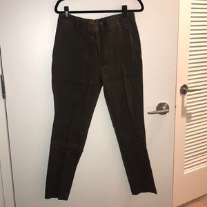 H&M olive green flat front dress pants